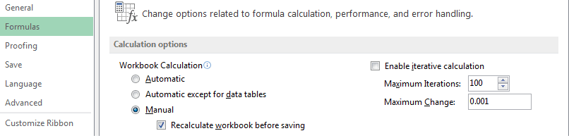 Repair Corrupted Excel file using Formula setting