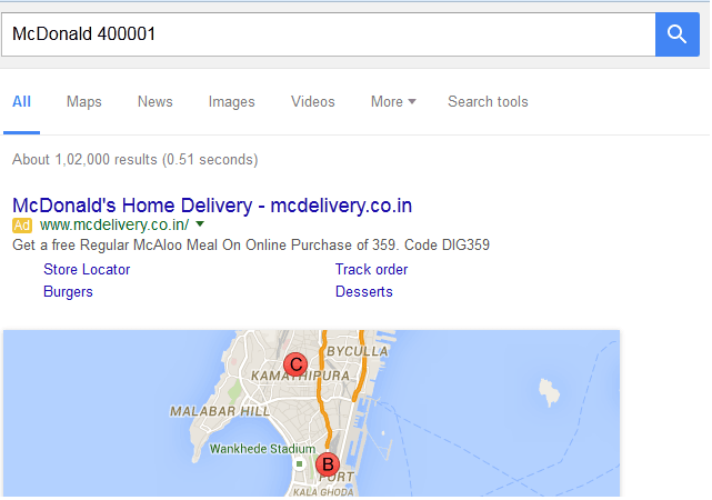 Location Search Using Google