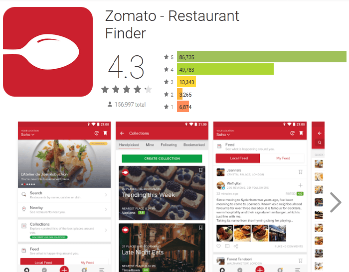 Zomato - Best food delivery Apss in India
