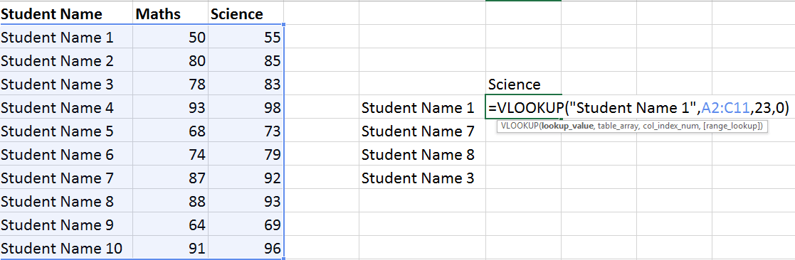 Excel Vlookup simple Examples